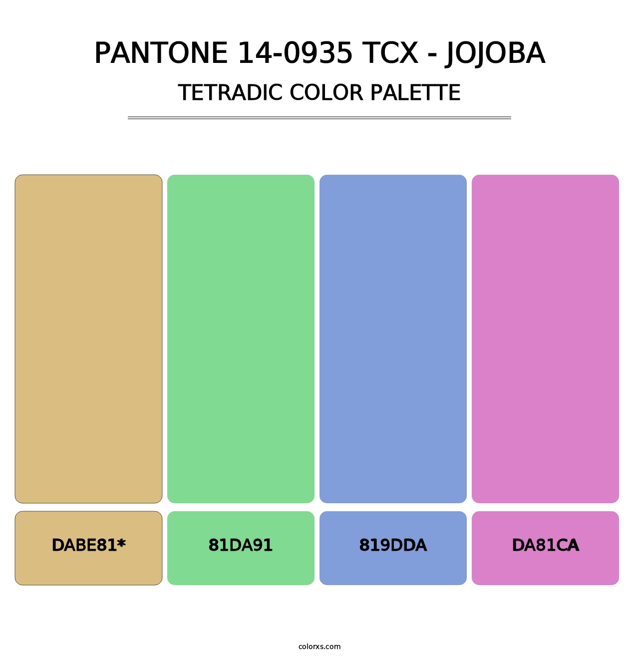 PANTONE 14-0935 TCX - Jojoba - Tetradic Color Palette