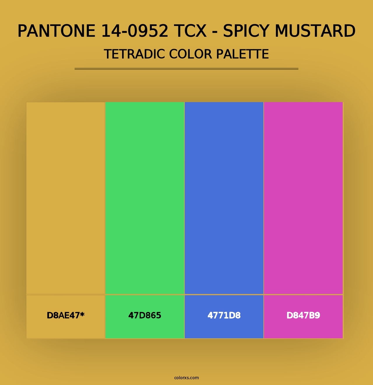 PANTONE 14-0952 TCX - Spicy Mustard - Tetradic Color Palette