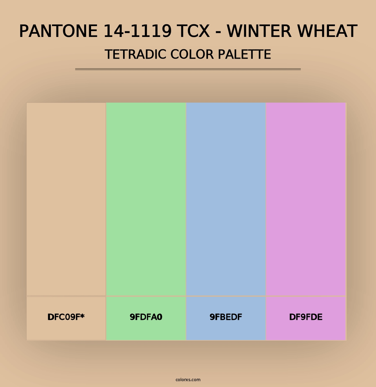 PANTONE 14-1119 TCX - Winter Wheat - Tetradic Color Palette