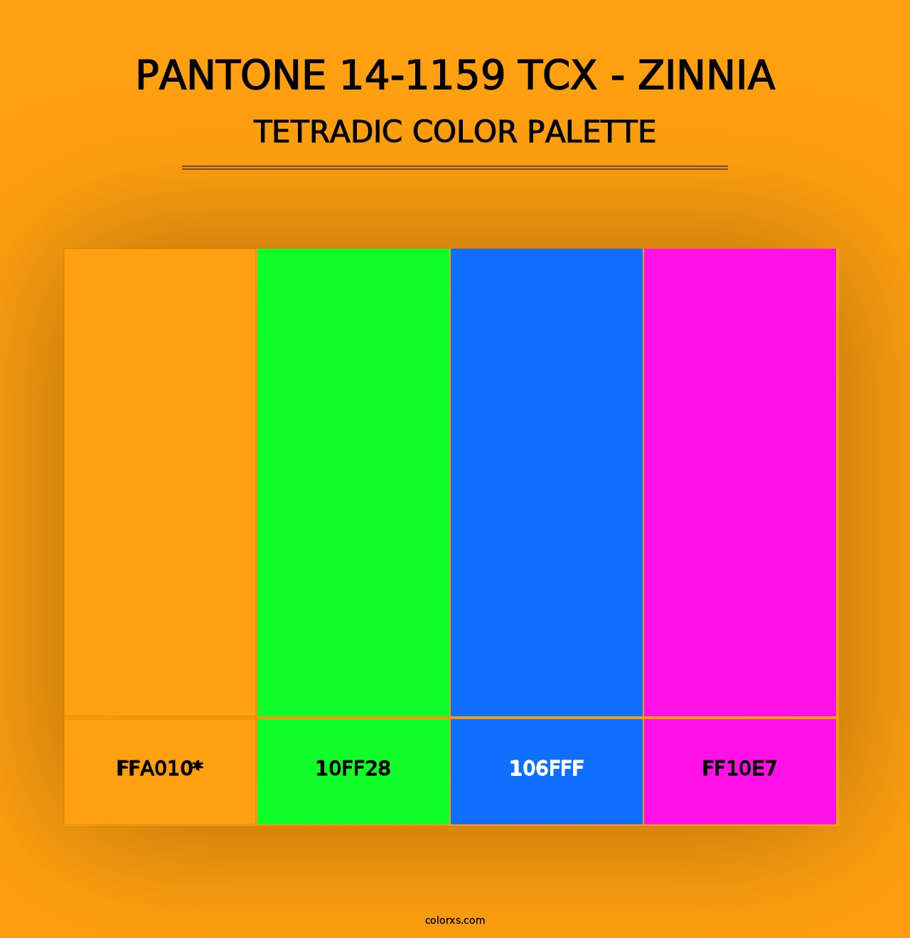 PANTONE 14-1159 TCX - Zinnia - Tetradic Color Palette