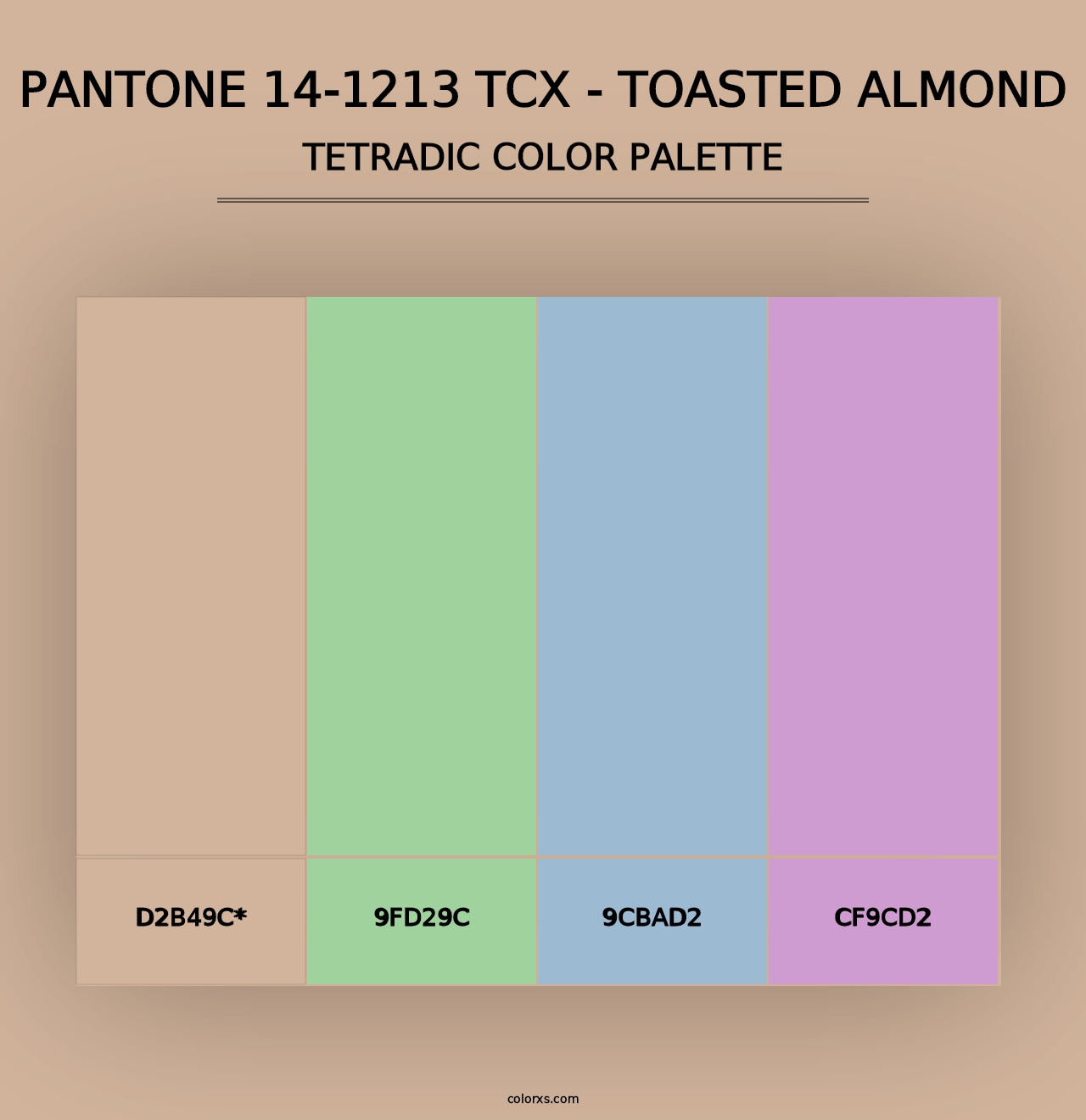 PANTONE 14-1213 TCX - Toasted Almond - Tetradic Color Palette