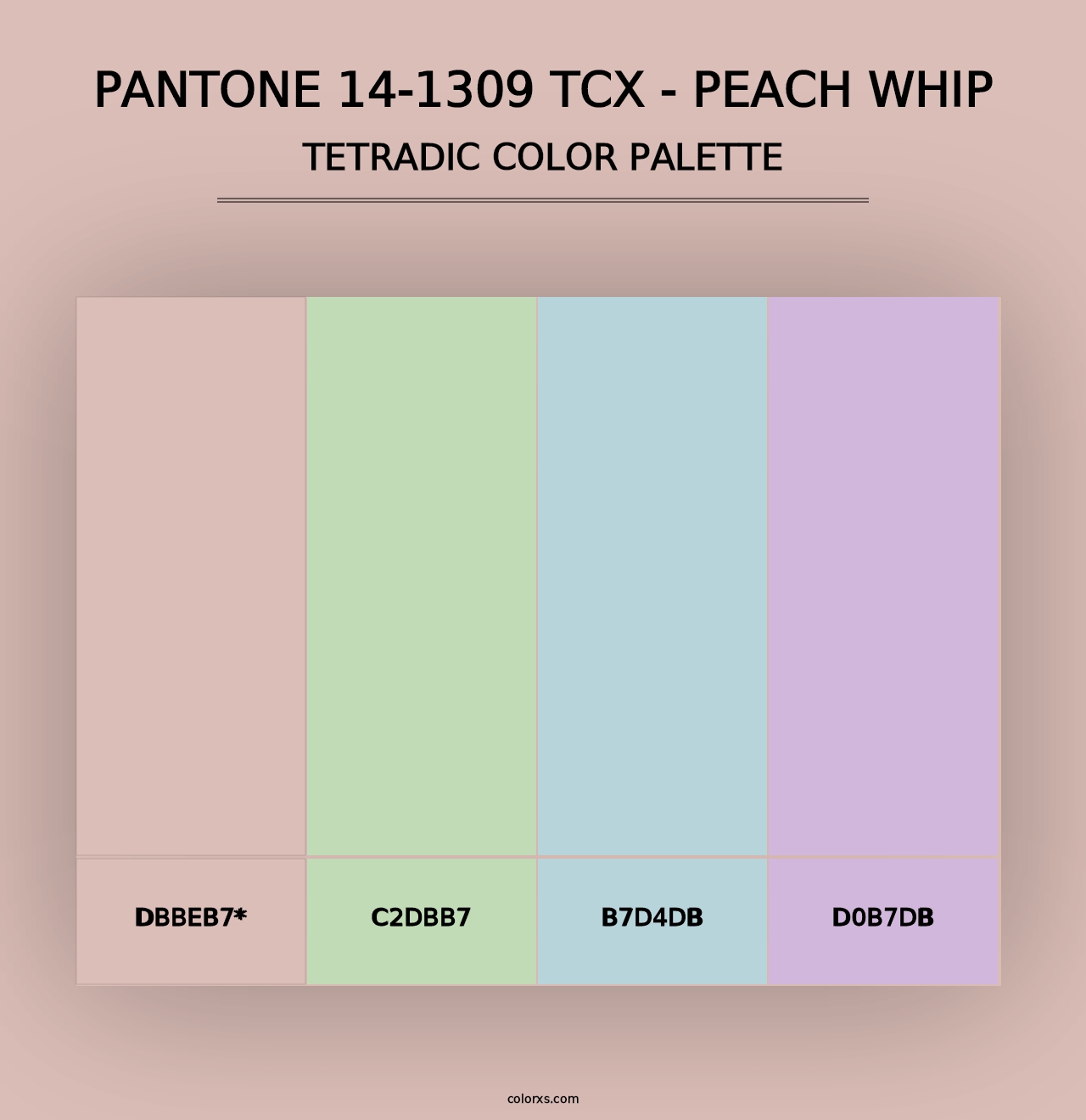 PANTONE 14-1309 TCX - Peach Whip - Tetradic Color Palette