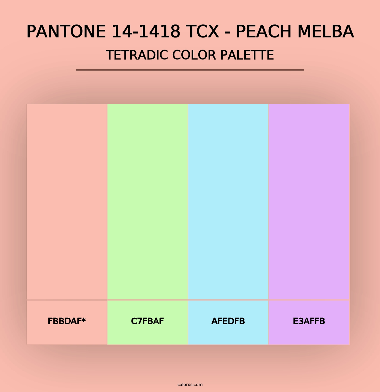 PANTONE 14-1418 TCX - Peach Melba - Tetradic Color Palette