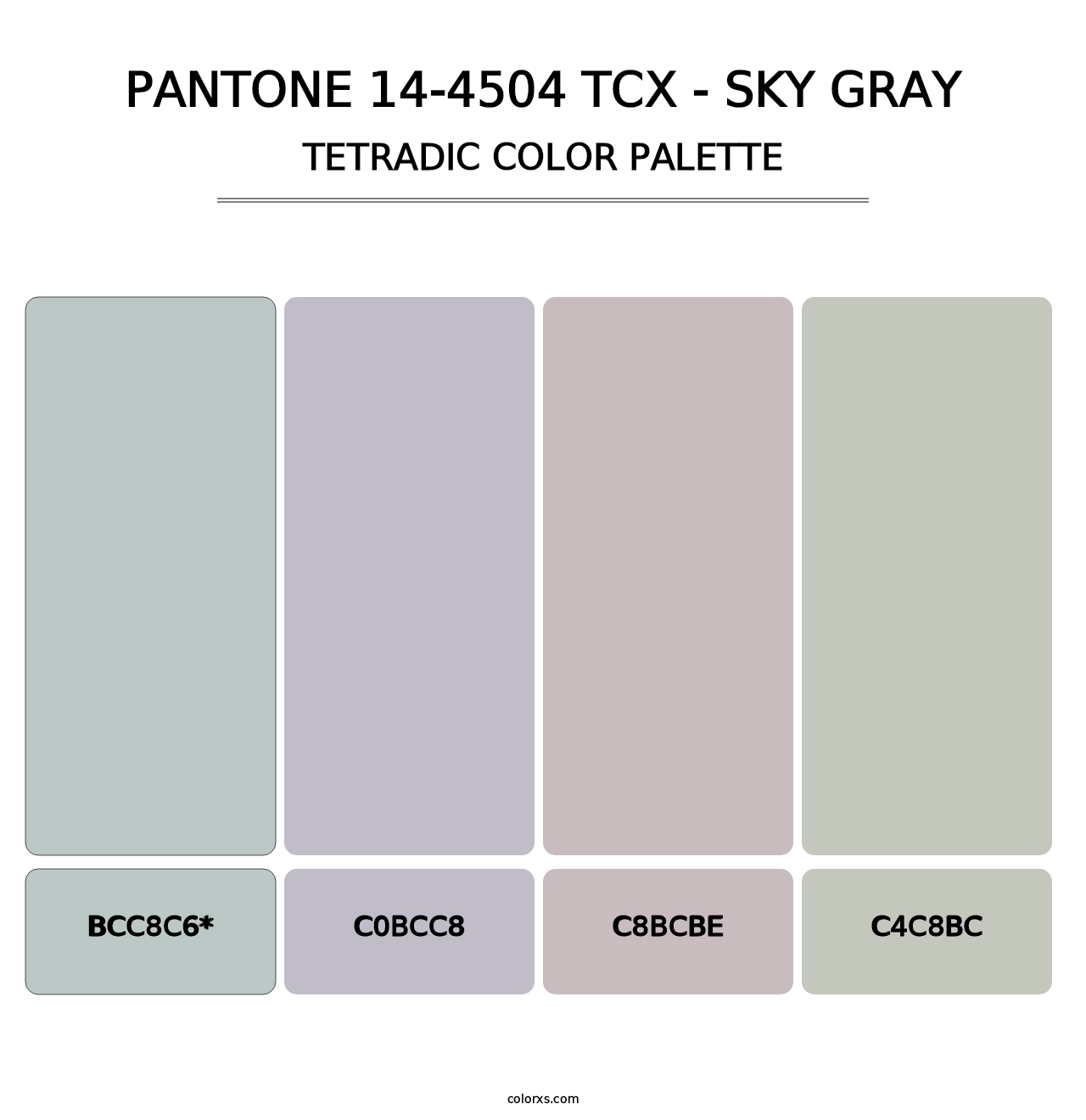 PANTONE 14-4504 TCX - Sky Gray - Tetradic Color Palette