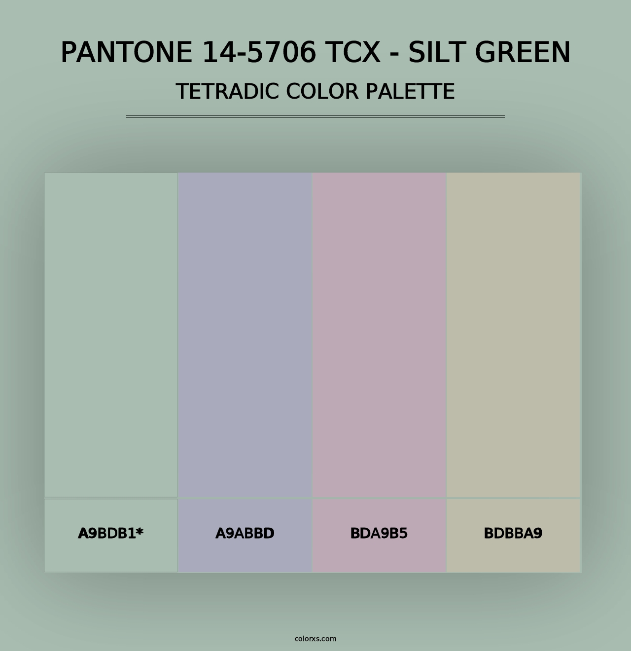 PANTONE 14-5706 TCX - Silt Green - Tetradic Color Palette