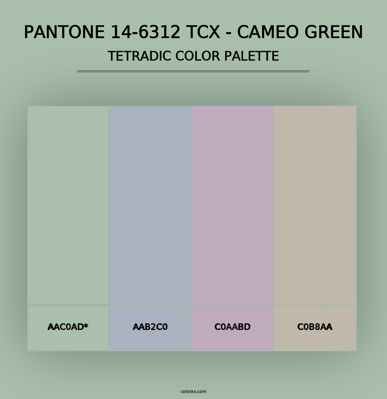 PANTONE 14-6312 TCX - Cameo Green - Tetradic Color Palette