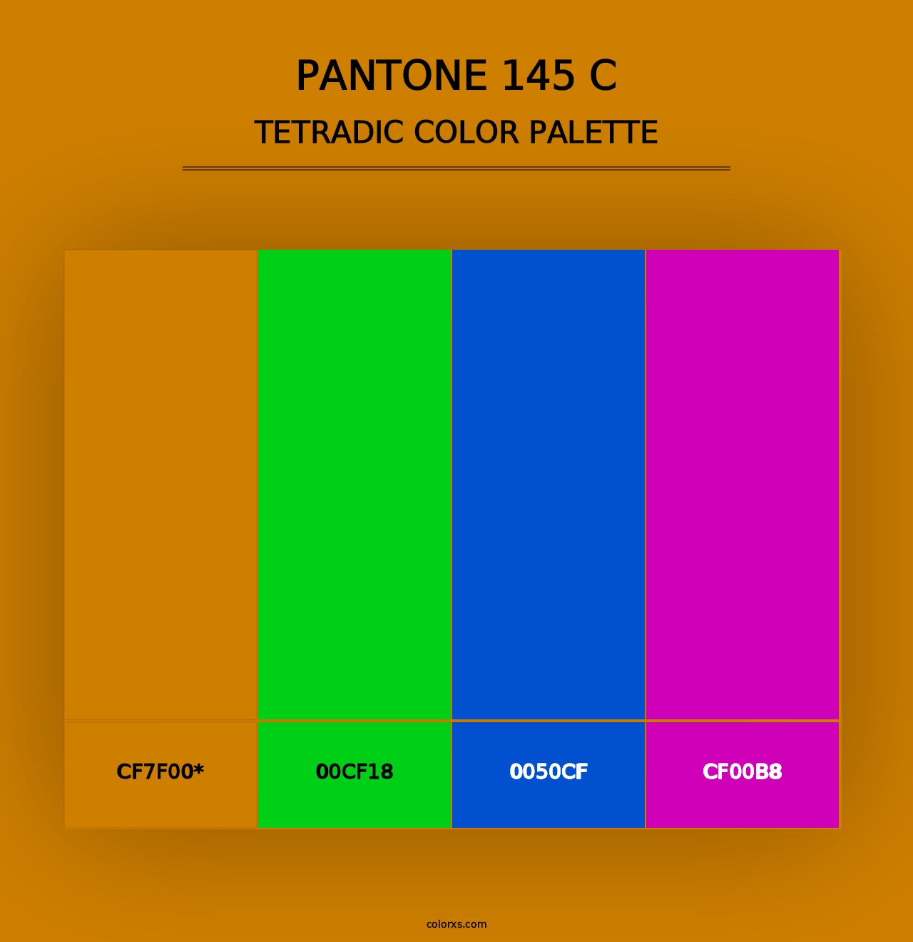 PANTONE 145 C - Tetradic Color Palette