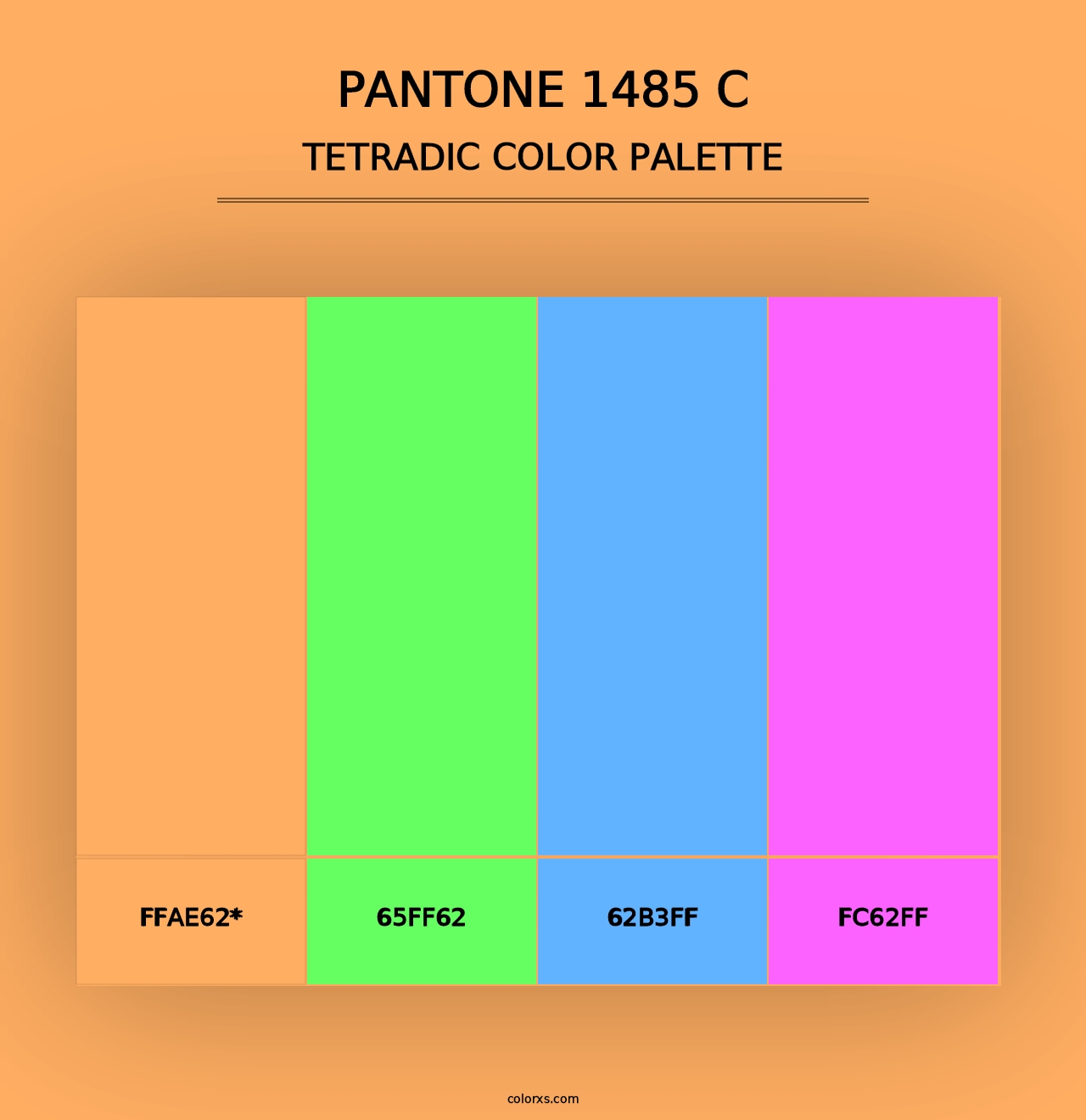 PANTONE 1485 C - Tetradic Color Palette