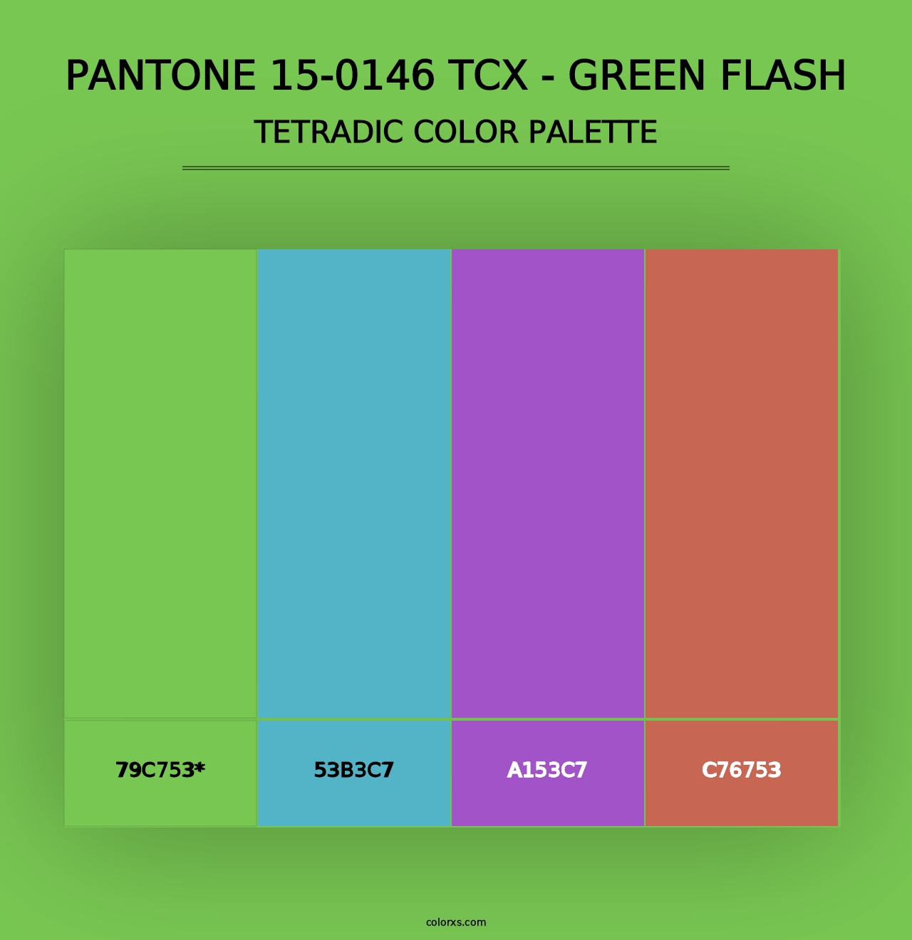 PANTONE 15-0146 TCX - Green Flash - Tetradic Color Palette