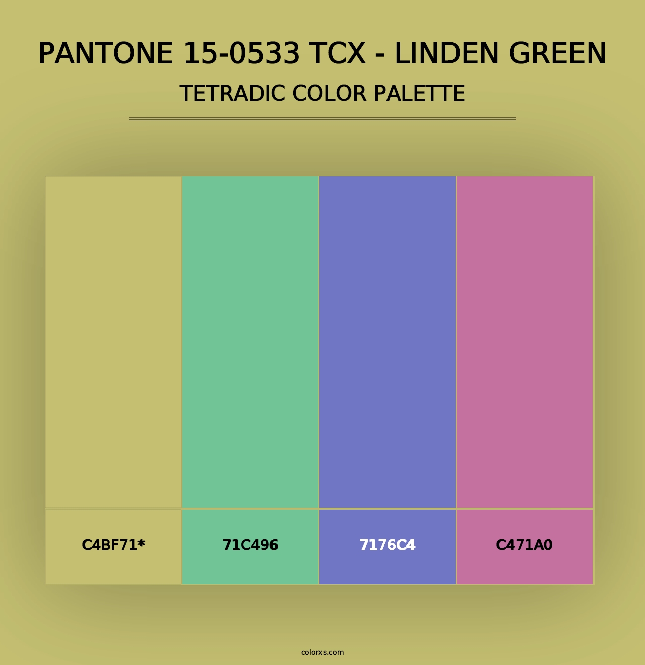 PANTONE 15-0533 TCX - Linden Green - Tetradic Color Palette