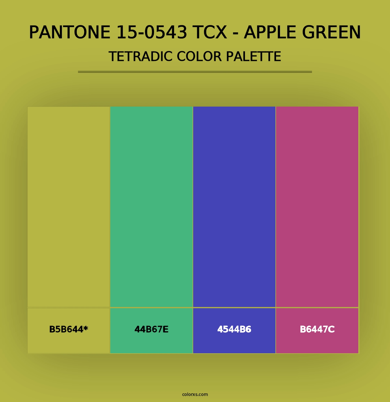 PANTONE 15-0543 TCX - Apple Green - Tetradic Color Palette