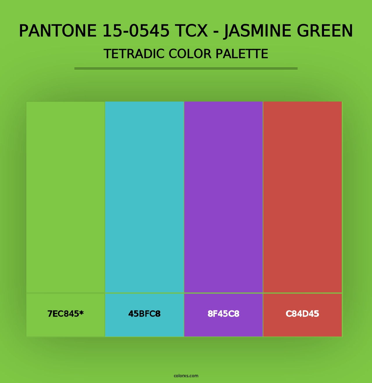 PANTONE 15-0545 TCX - Jasmine Green - Tetradic Color Palette