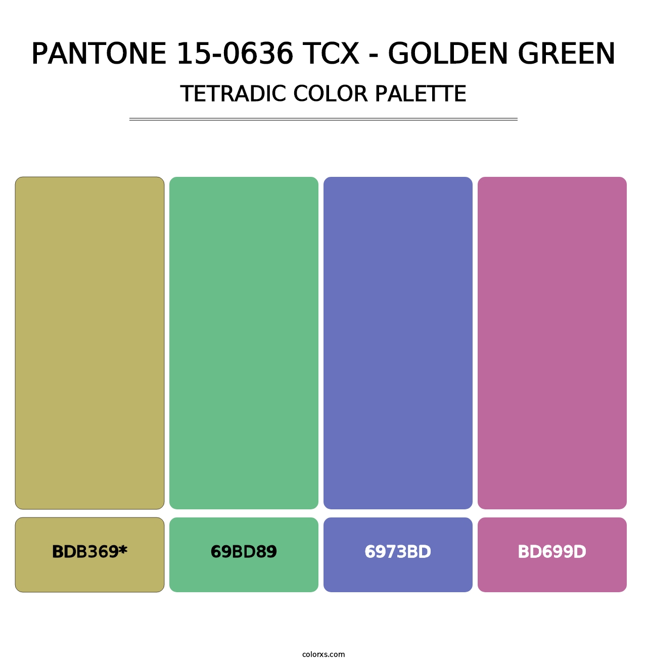 PANTONE 15-0636 TCX - Golden Green - Tetradic Color Palette