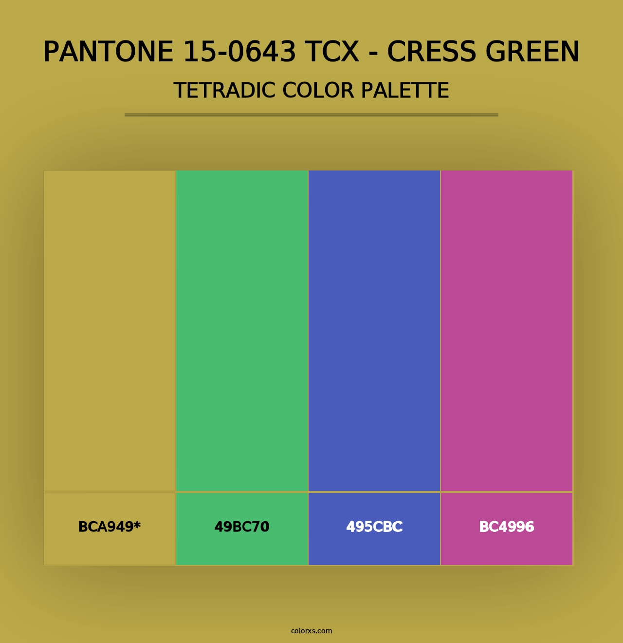 PANTONE 15-0643 TCX - Cress Green - Tetradic Color Palette