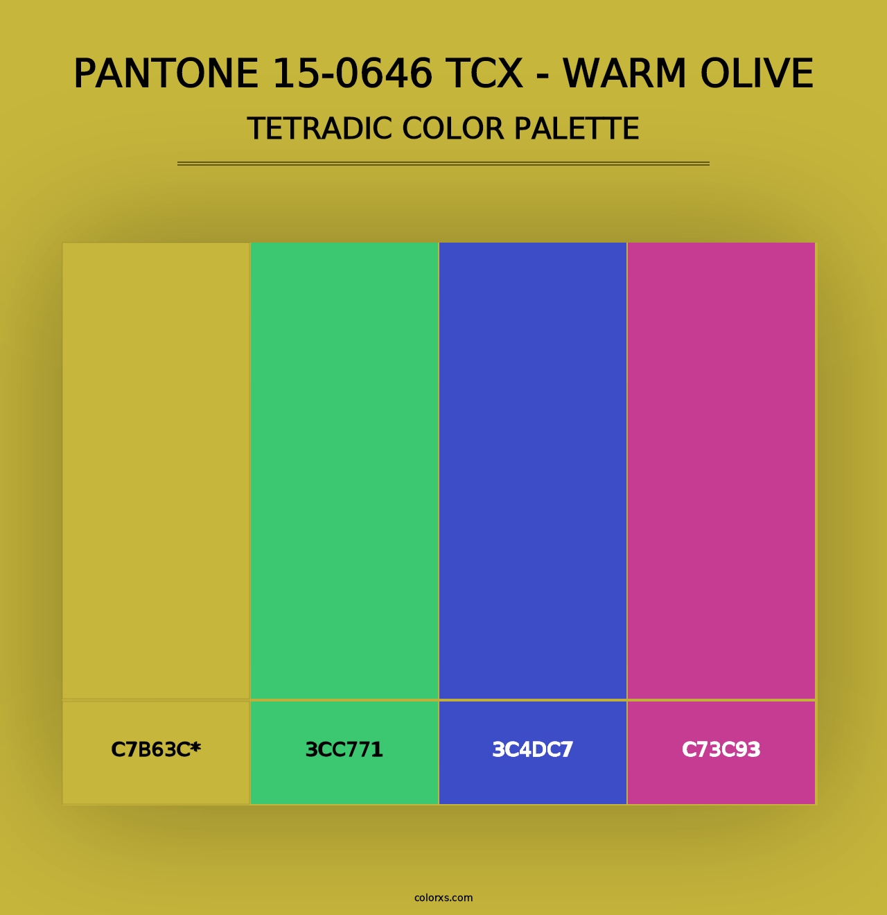 PANTONE 15-0646 TCX - Warm Olive - Tetradic Color Palette