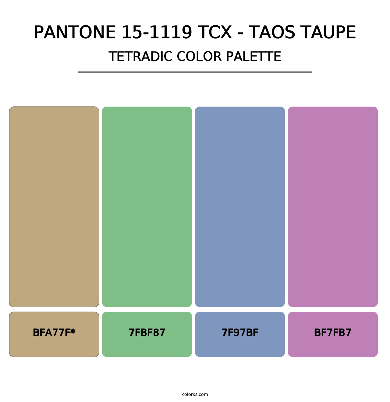 PANTONE 15-1119 TCX - Taos Taupe - Tetradic Color Palette