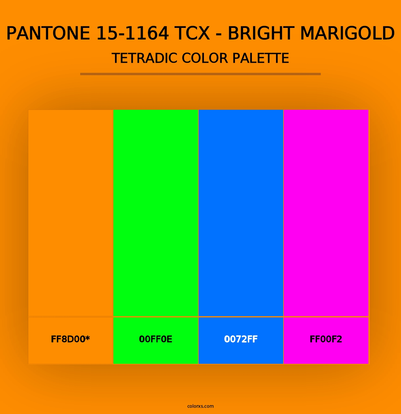 PANTONE 15-1164 TCX - Bright Marigold - Tetradic Color Palette