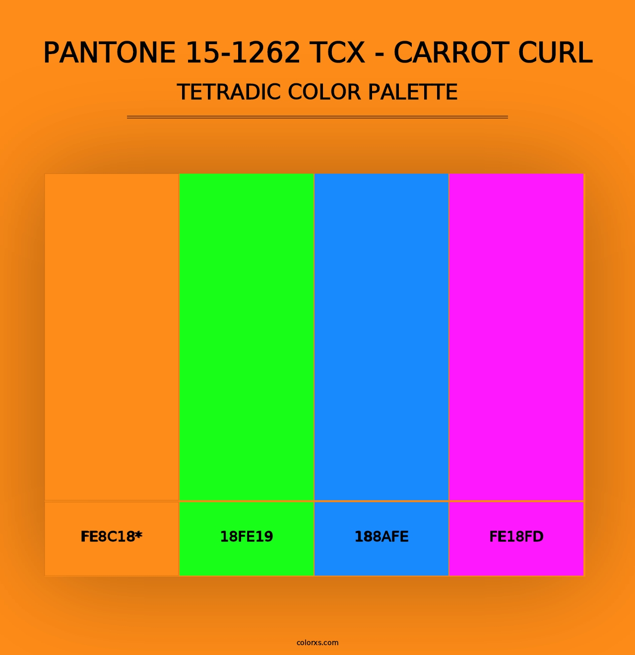 PANTONE 15-1262 TCX - Carrot Curl - Tetradic Color Palette