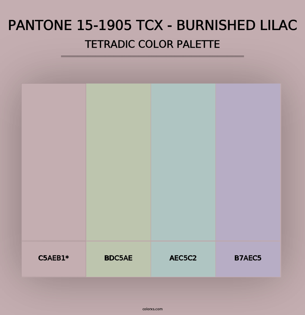 PANTONE 15-1905 TCX - Burnished Lilac - Tetradic Color Palette