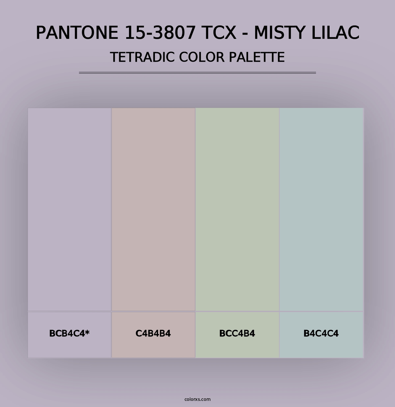 PANTONE 15-3807 TCX - Misty Lilac - Tetradic Color Palette