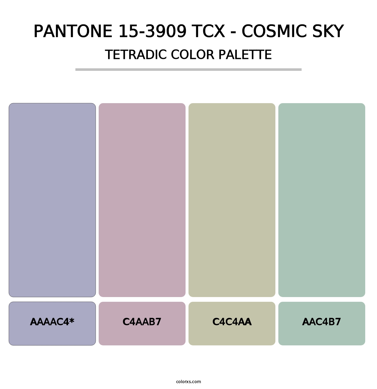 PANTONE 15-3909 TCX - Cosmic Sky - Tetradic Color Palette