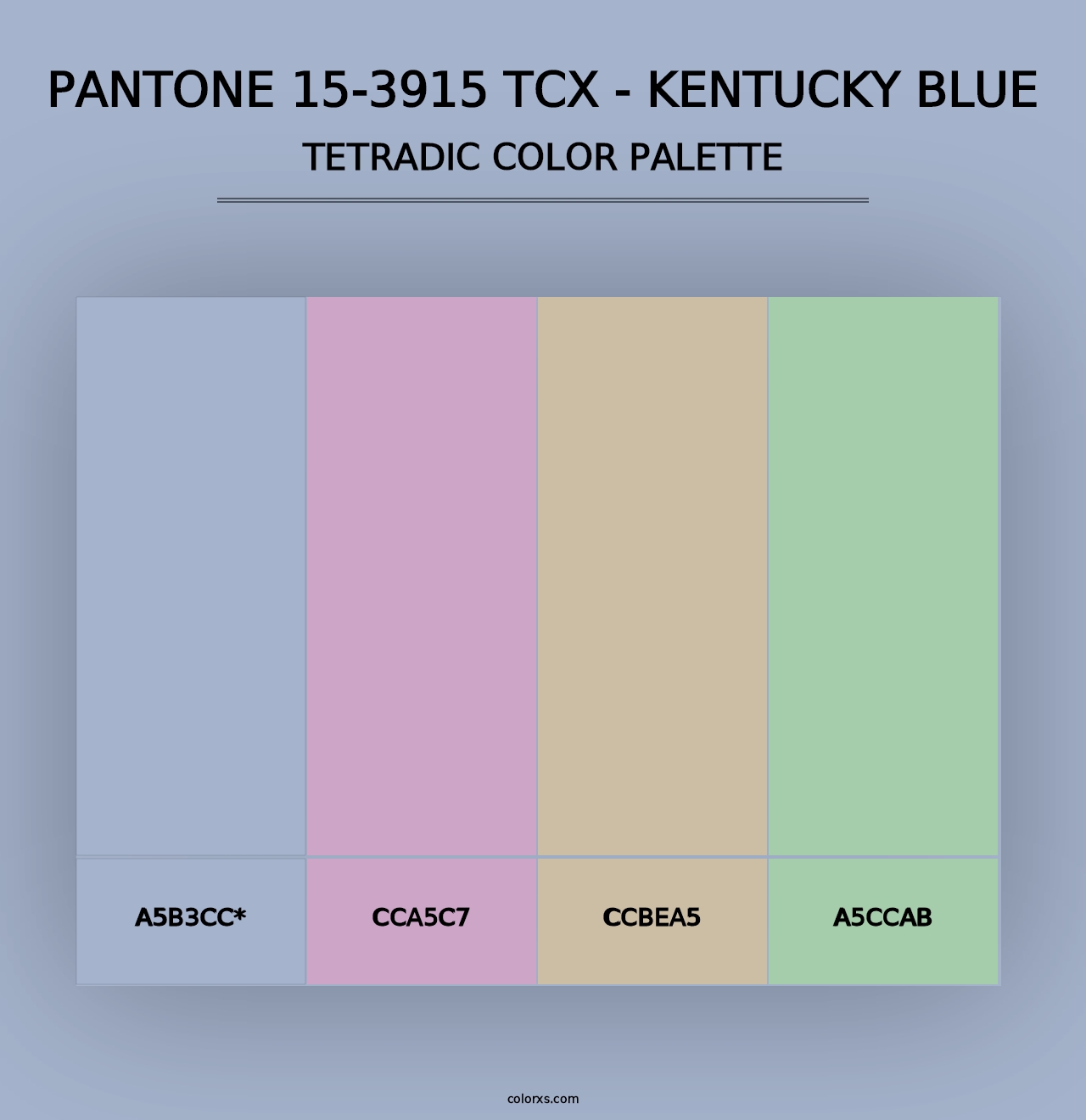 PANTONE 15-3915 TCX - Kentucky Blue - Tetradic Color Palette