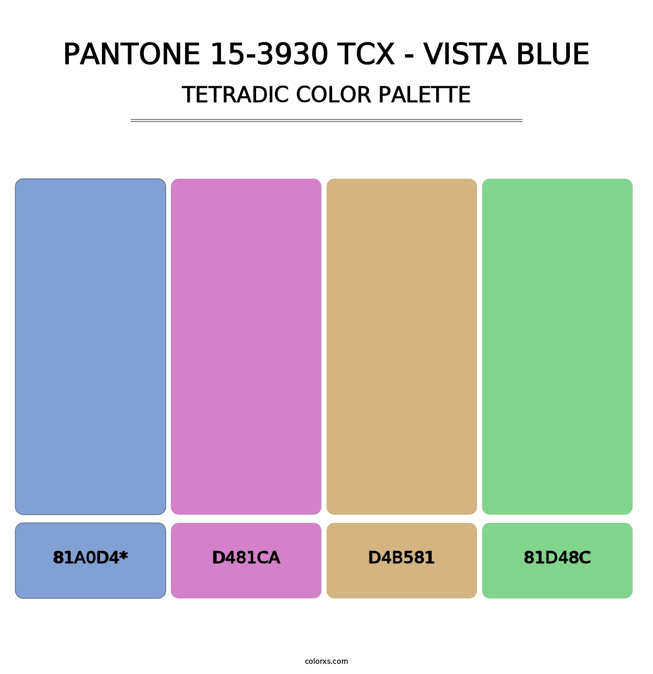 PANTONE 15-3930 TCX - Vista Blue - Tetradic Color Palette