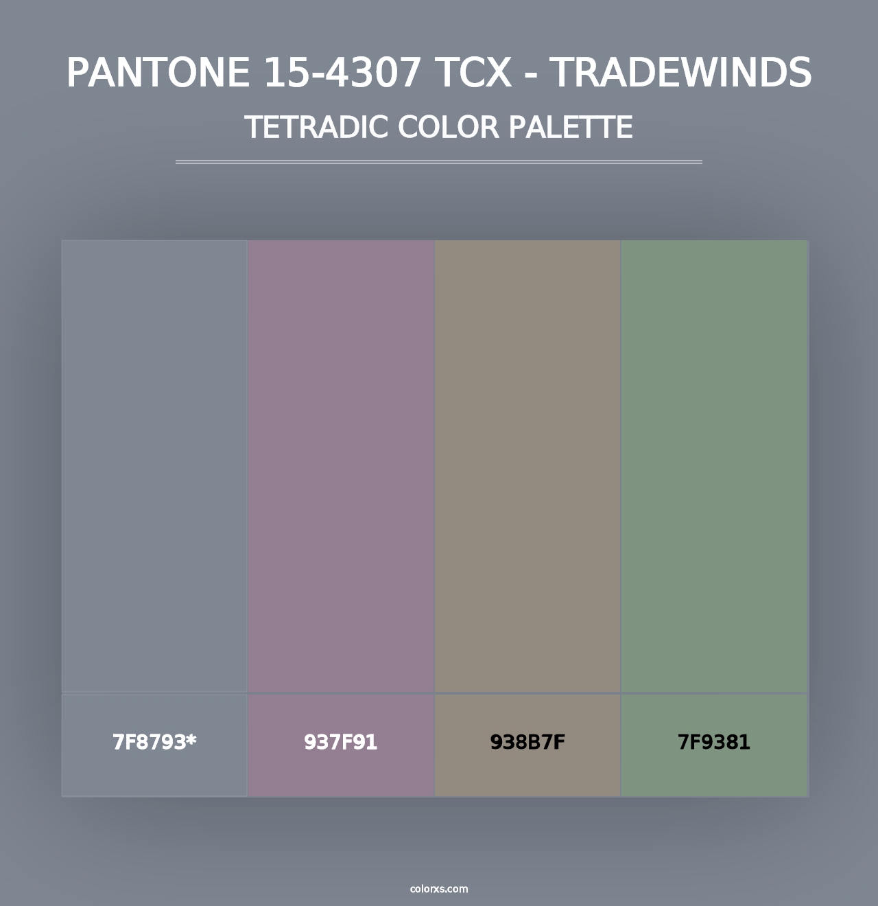 PANTONE 15-4307 TCX - Tradewinds - Tetradic Color Palette