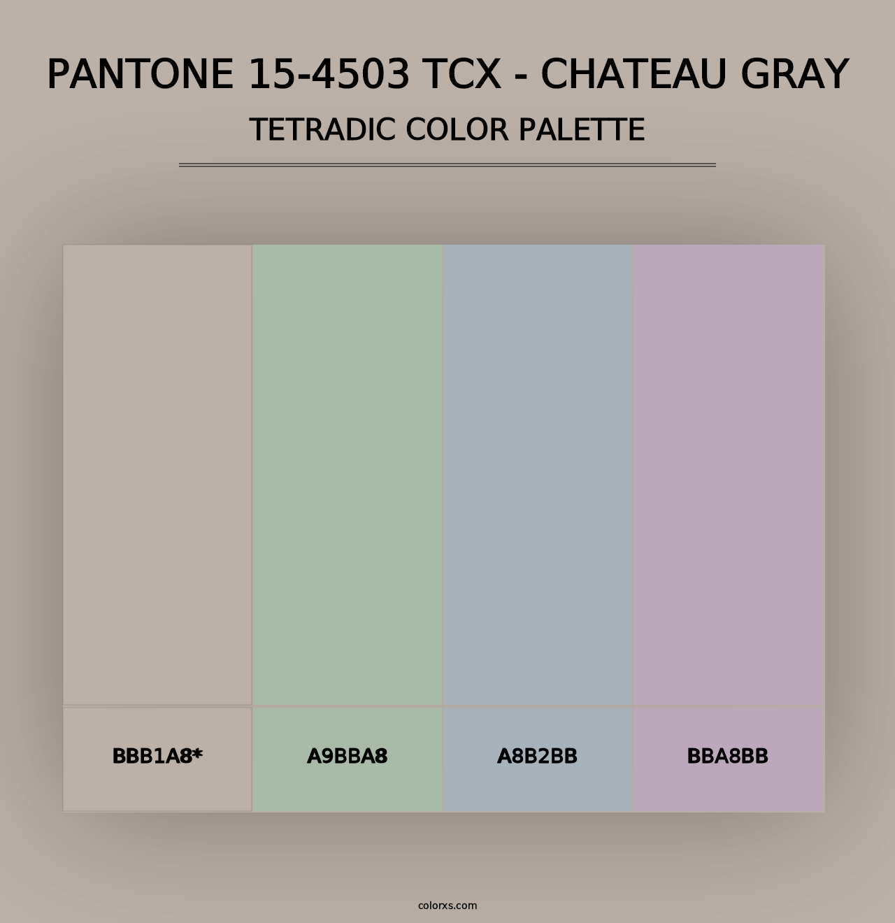 PANTONE 15-4503 TCX - Chateau Gray - Tetradic Color Palette