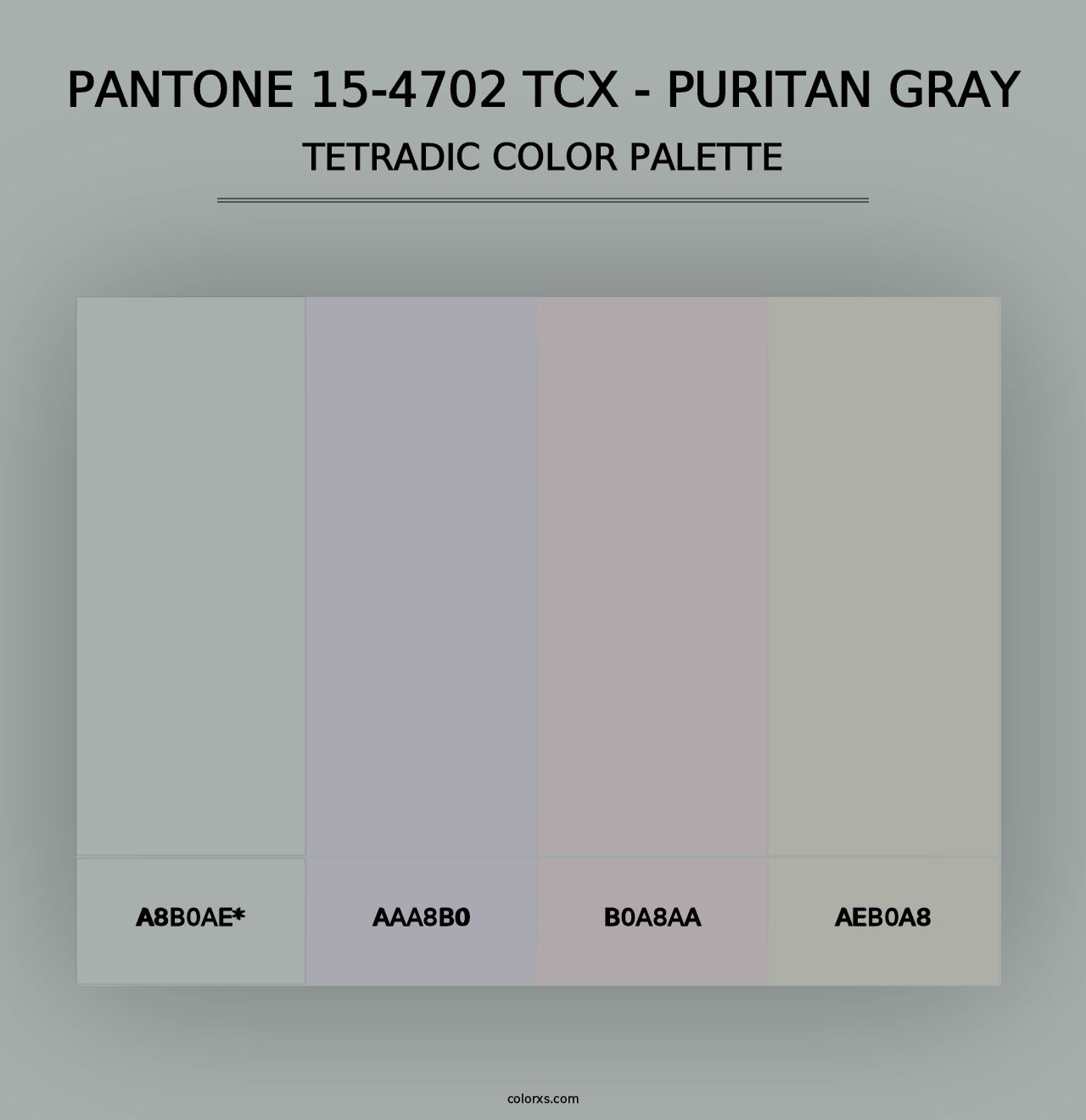 PANTONE 15-4702 TCX - Puritan Gray - Tetradic Color Palette