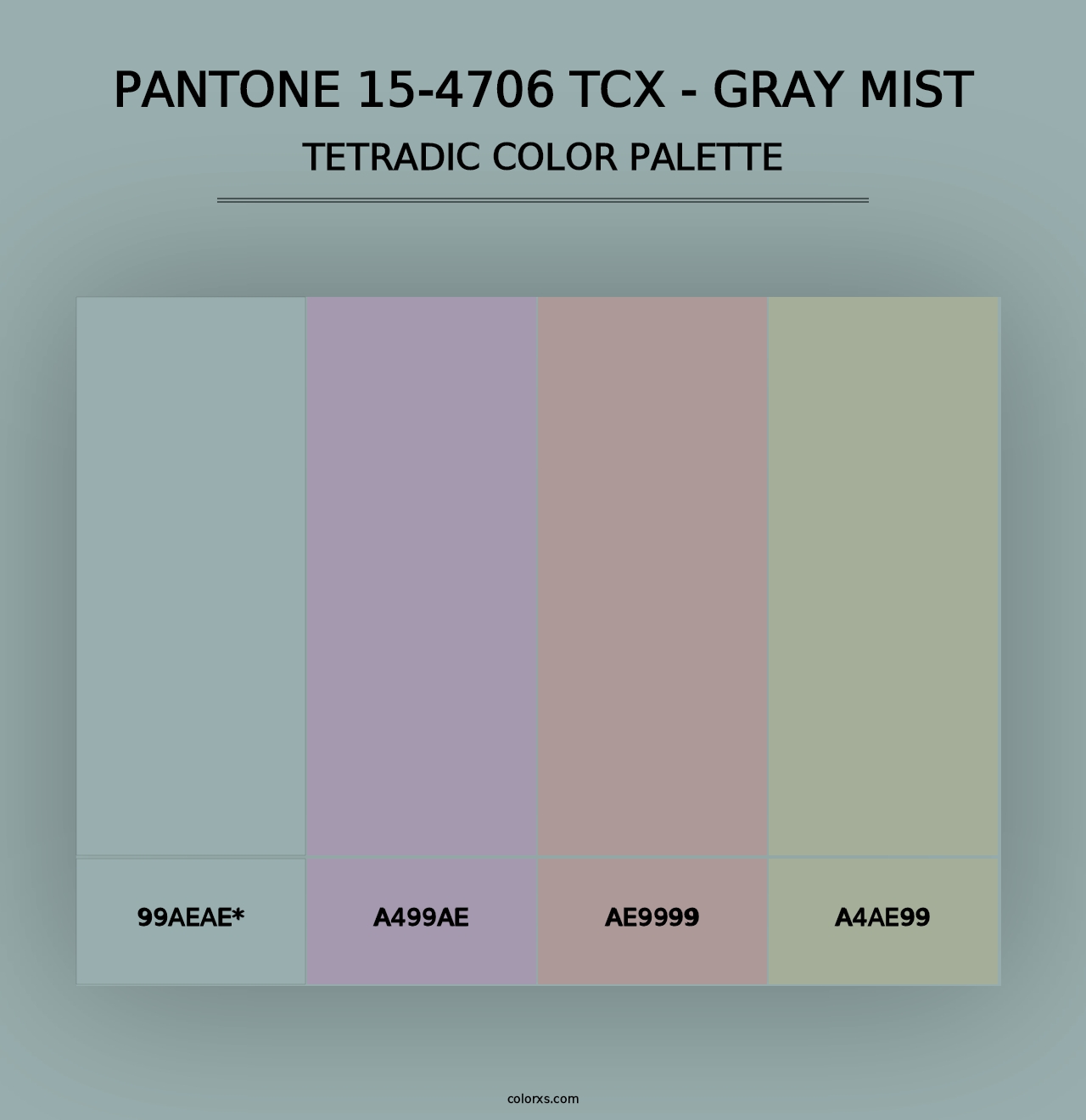 PANTONE 15-4706 TCX - Gray Mist - Tetradic Color Palette