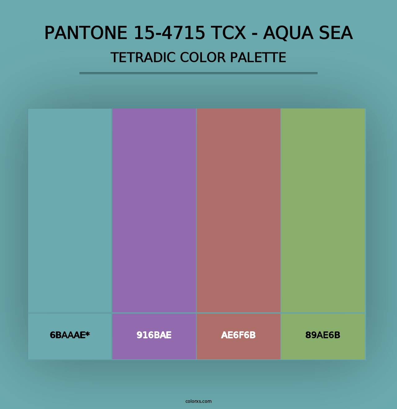 PANTONE 15-4715 TCX - Aqua Sea - Tetradic Color Palette