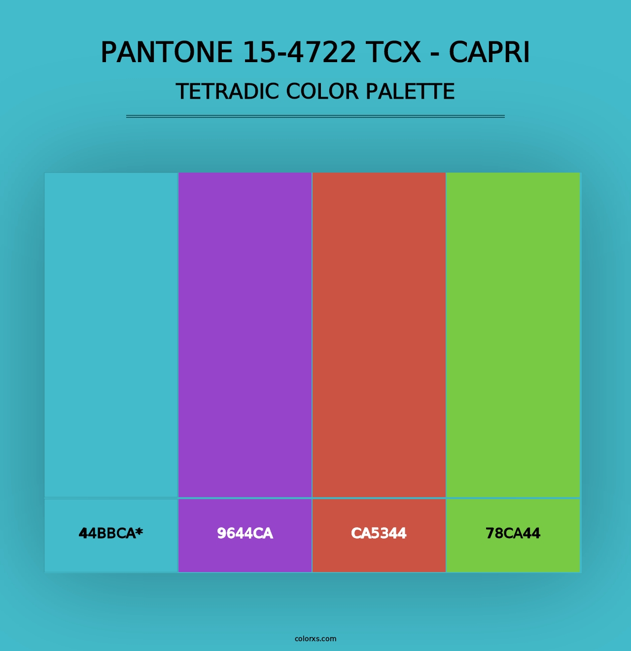 PANTONE 15-4722 TCX - Capri - Tetradic Color Palette