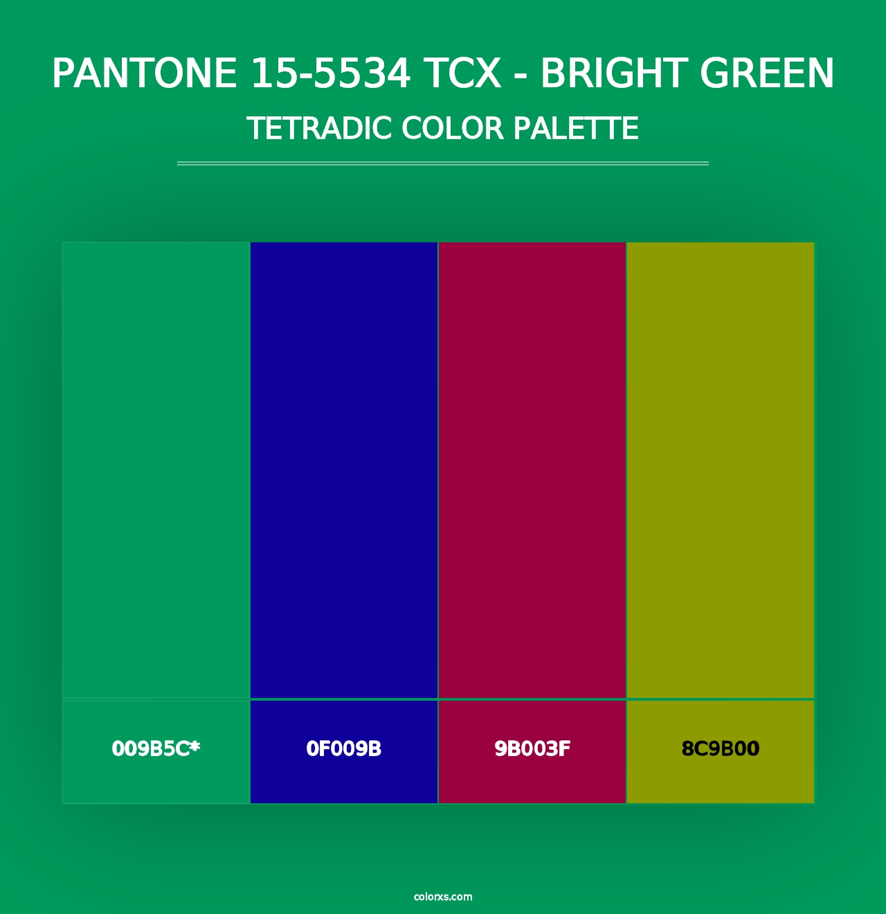 PANTONE 15-5534 TCX - Bright Green - Tetradic Color Palette