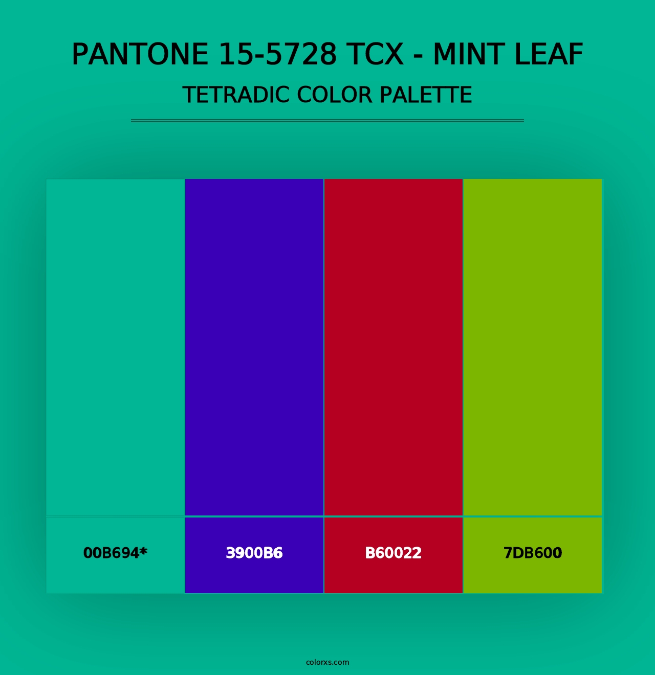 PANTONE 15-5728 TCX - Mint Leaf - Tetradic Color Palette