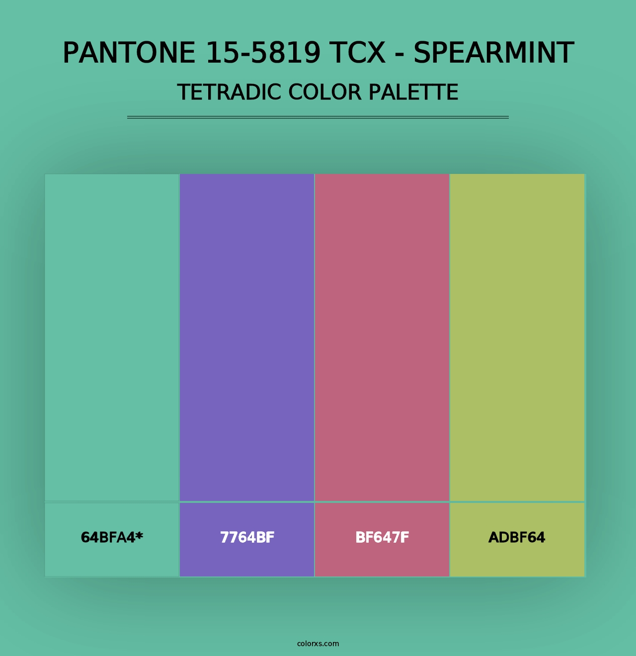 PANTONE 15-5819 TCX - Spearmint - Tetradic Color Palette