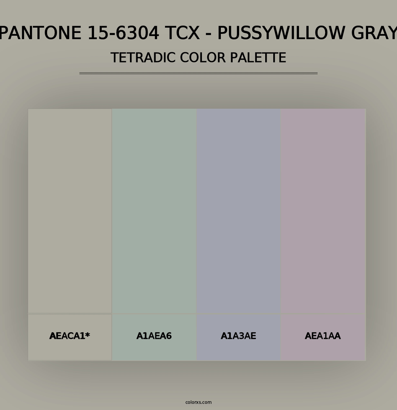 PANTONE 15-6304 TCX - Pussywillow Gray - Tetradic Color Palette