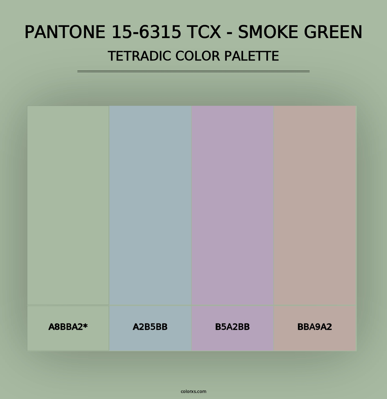 PANTONE 15-6315 TCX - Smoke Green - Tetradic Color Palette