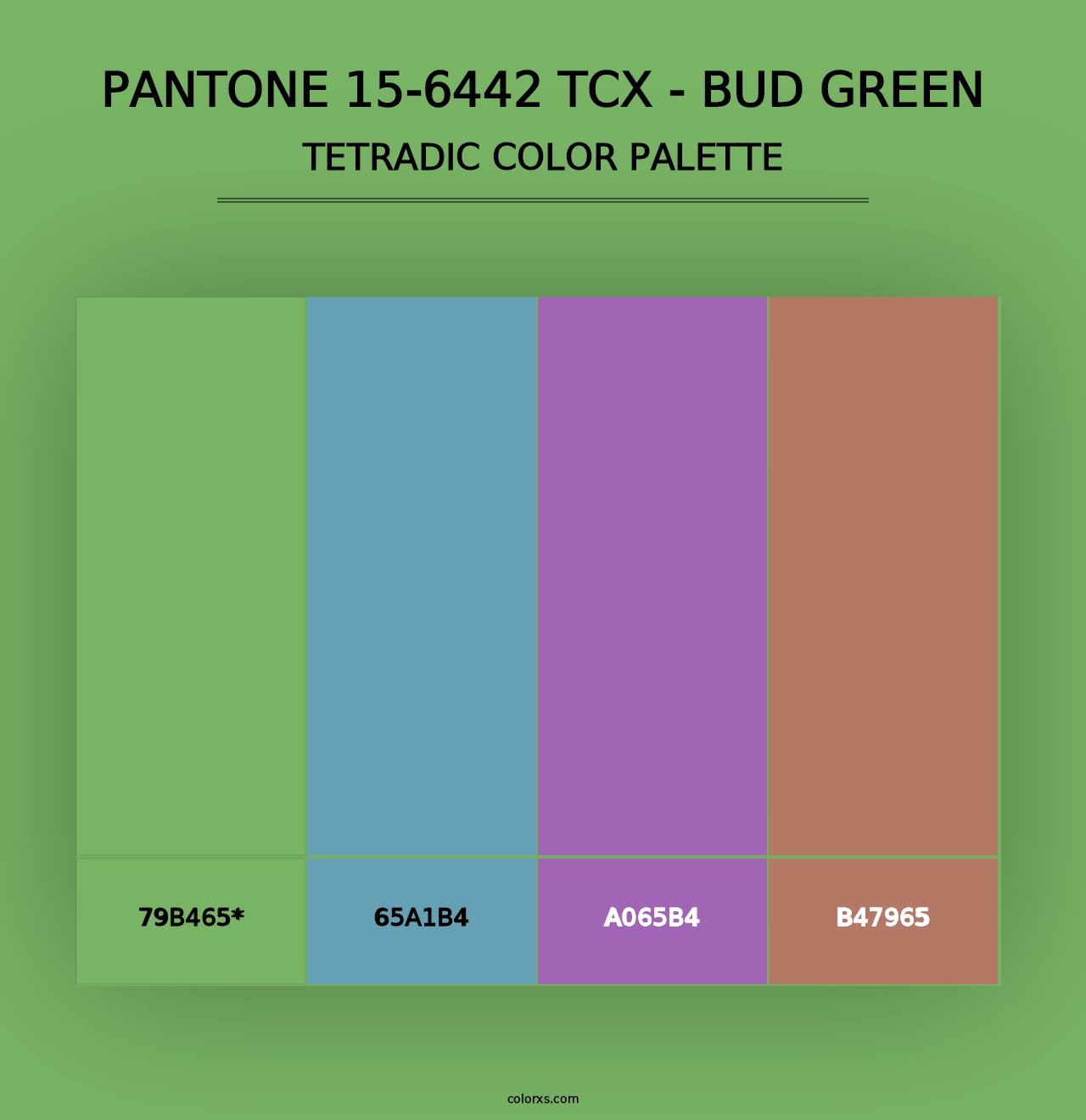 PANTONE 15-6442 TCX - Bud Green - Tetradic Color Palette