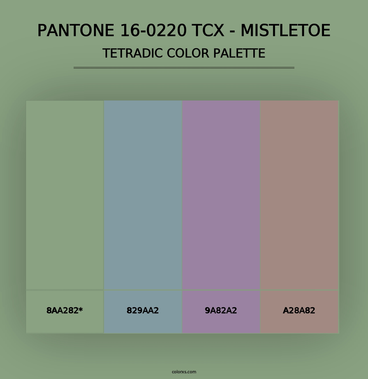 PANTONE 16-0220 TCX - Mistletoe - Tetradic Color Palette