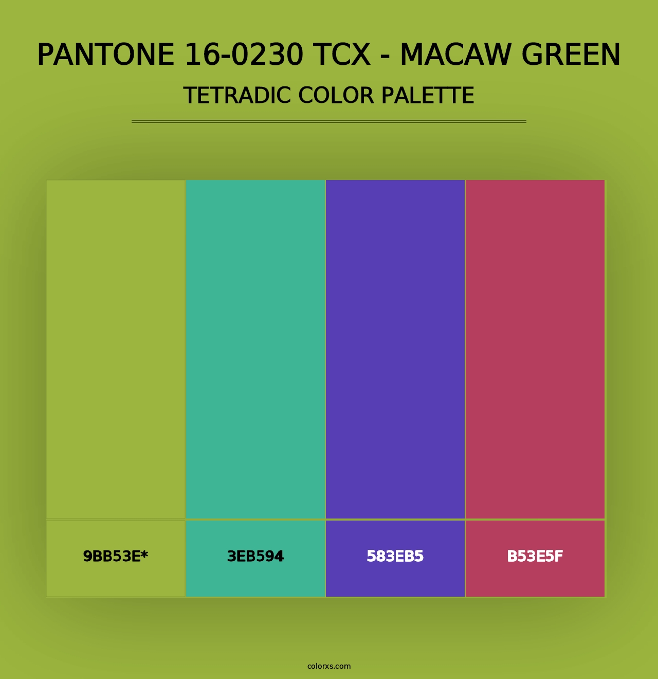 PANTONE 16-0230 TCX - Macaw Green - Tetradic Color Palette