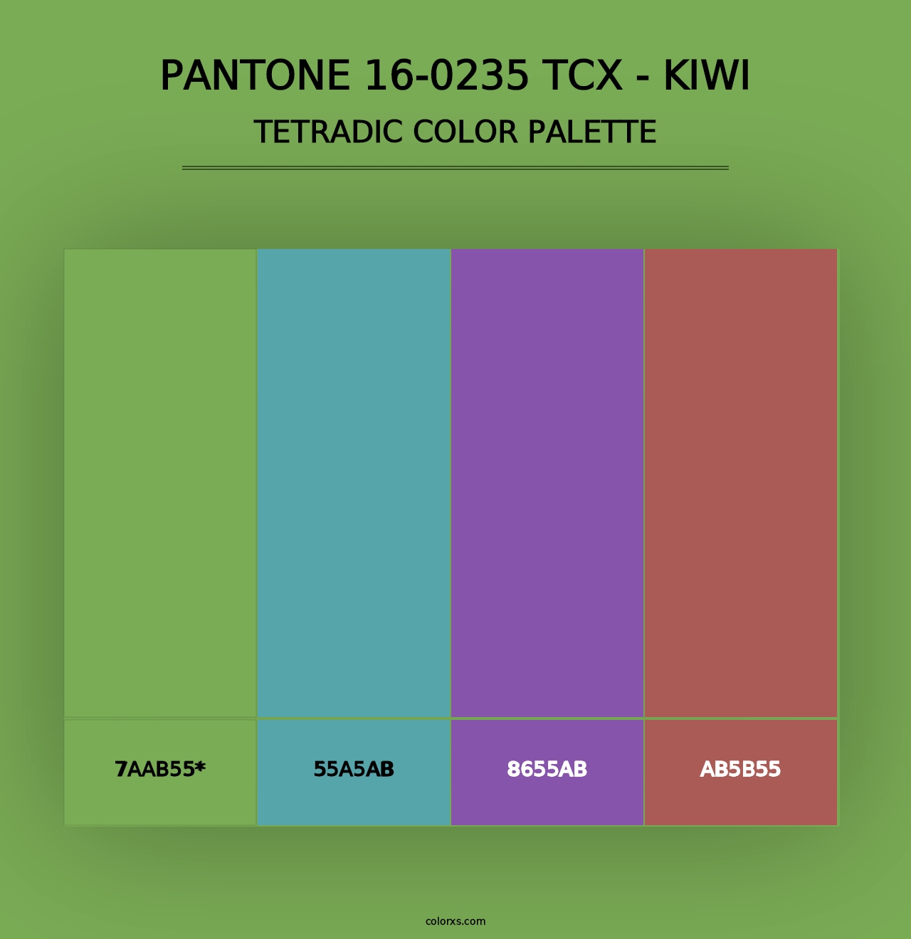 PANTONE 16-0235 TCX - Kiwi - Tetradic Color Palette