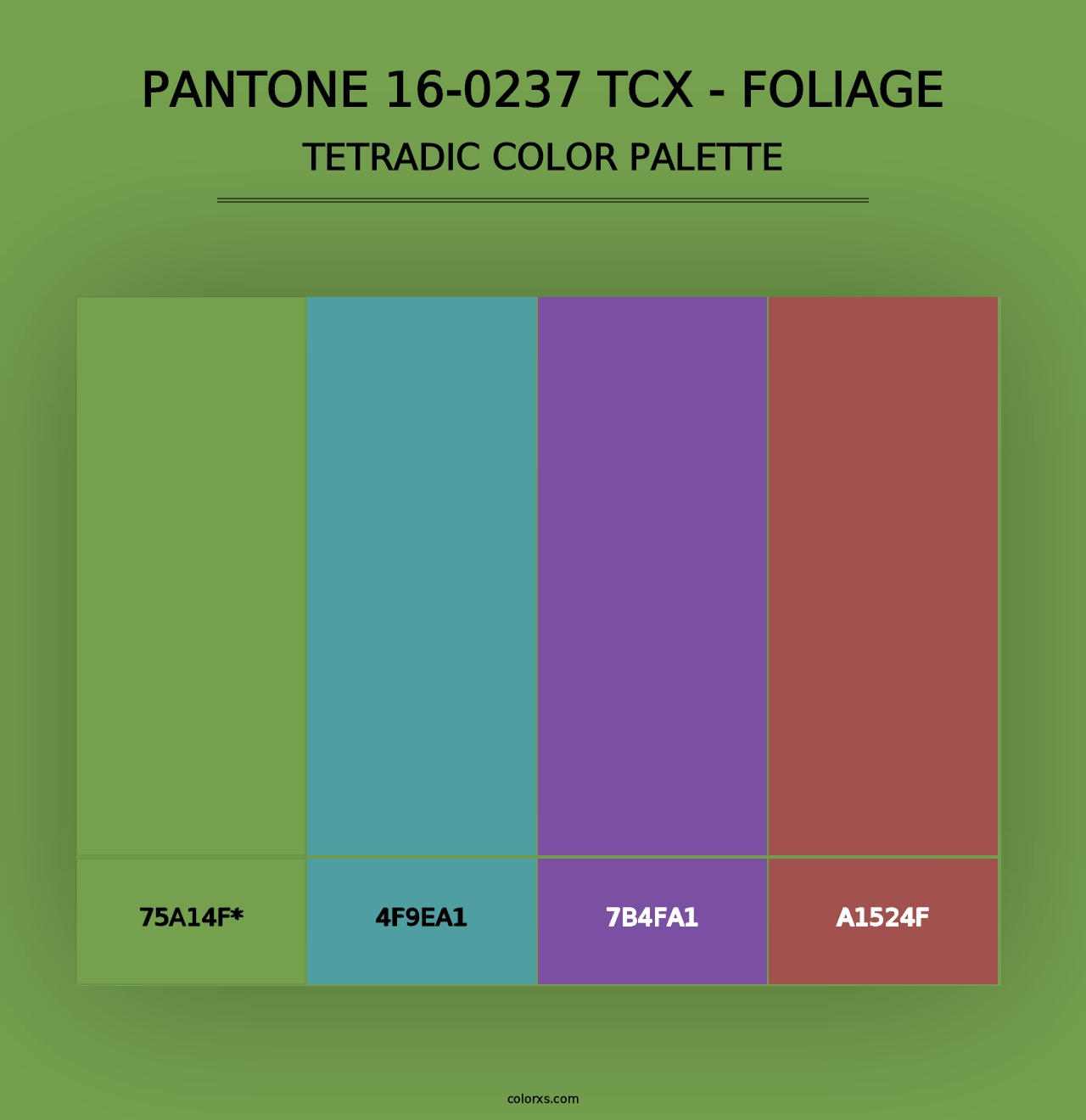 PANTONE 16-0237 TCX - Foliage - Tetradic Color Palette