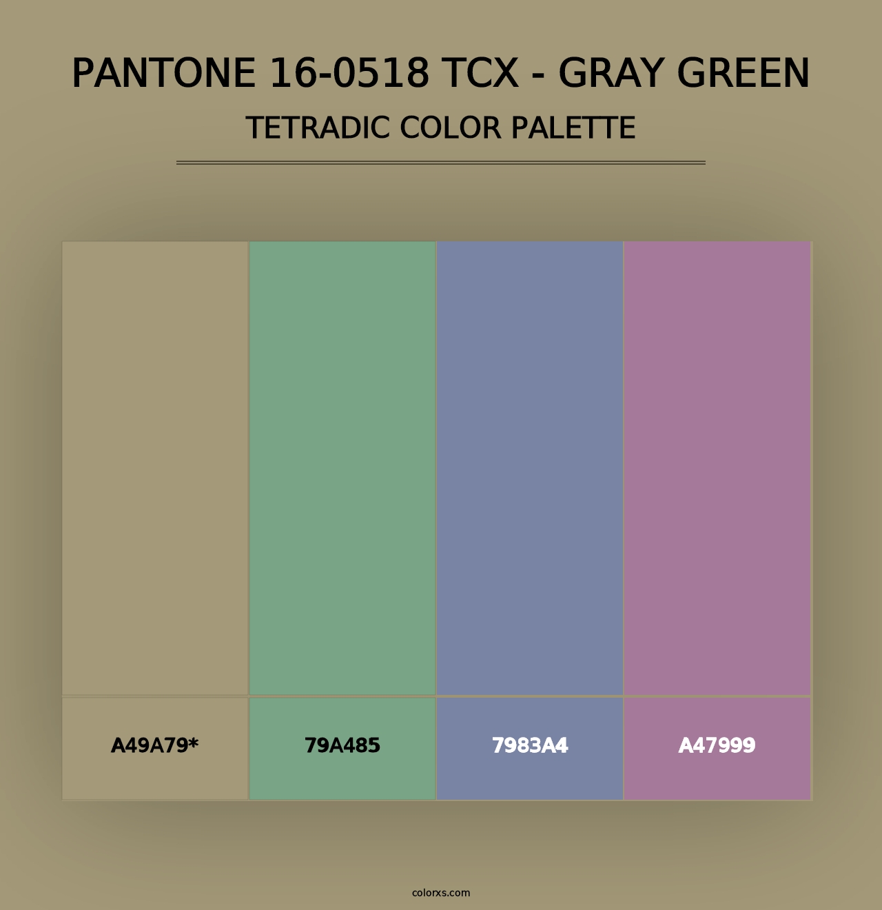 PANTONE 16-0518 TCX - Gray Green - Tetradic Color Palette