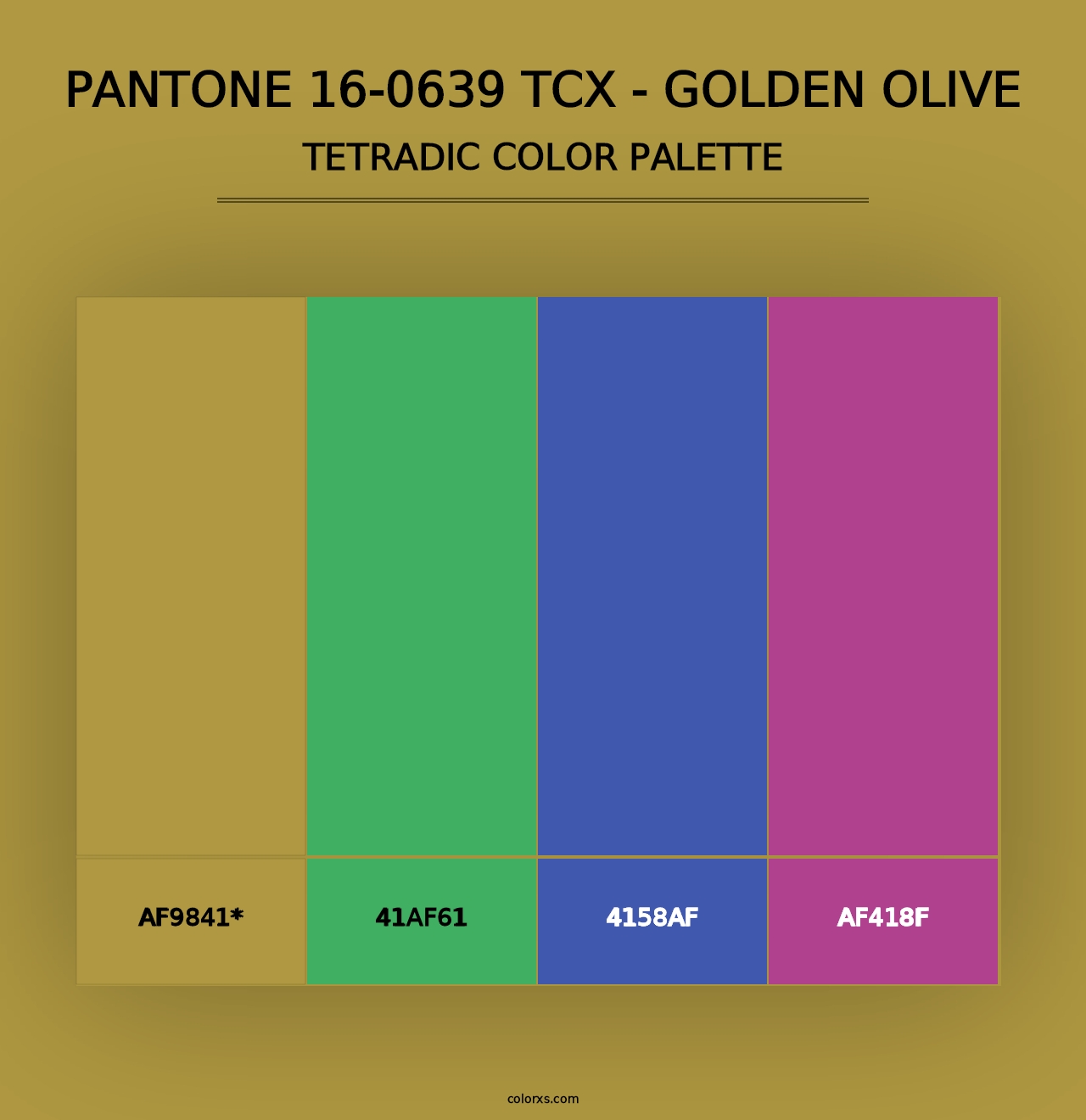 PANTONE 16-0639 TCX - Golden Olive - Tetradic Color Palette