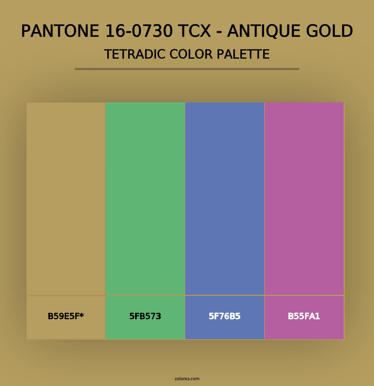 PANTONE 16-0730 TCX - Antique Gold - Tetradic Color Palette