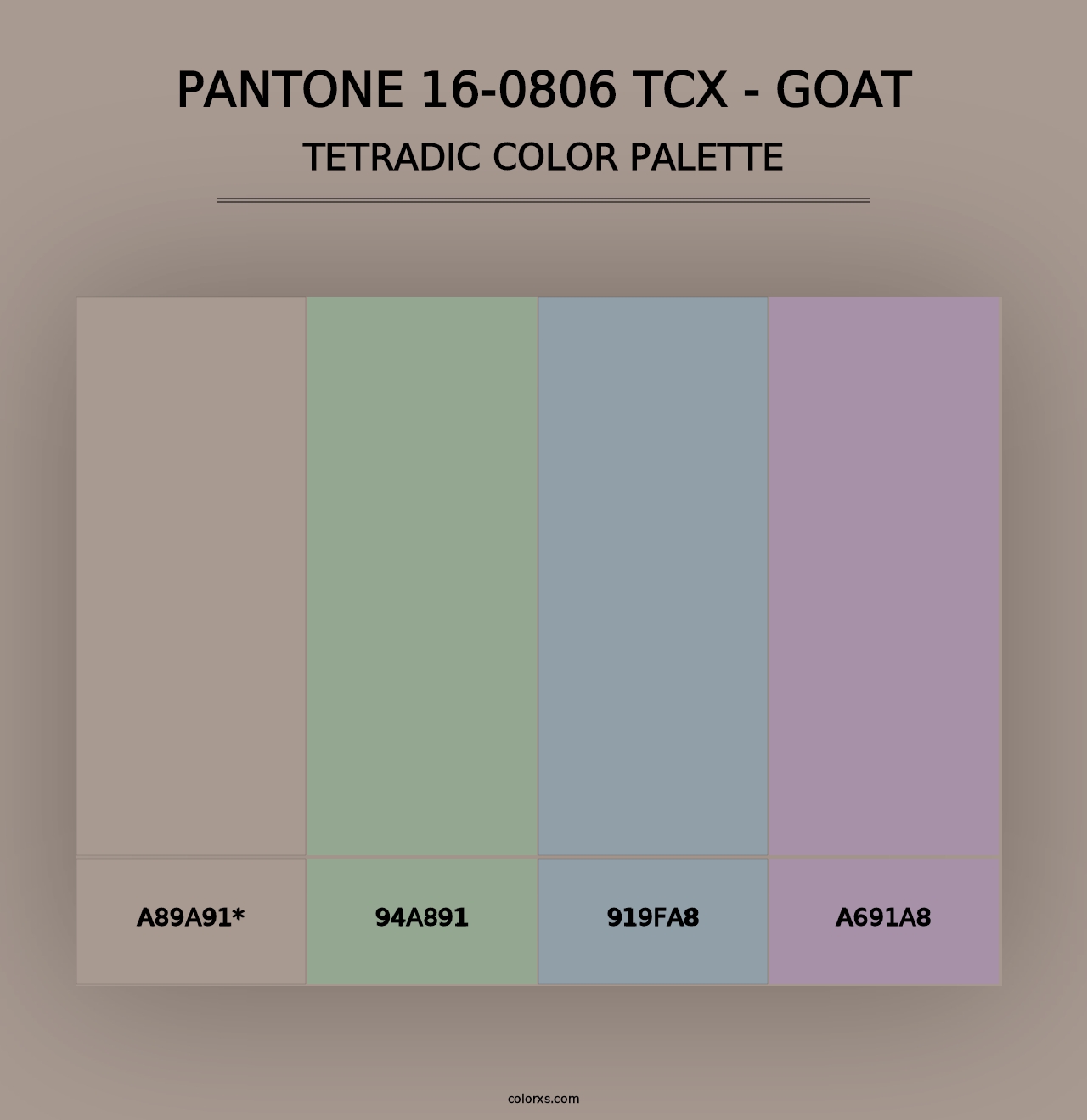 PANTONE 16-0806 TCX - Goat - Tetradic Color Palette