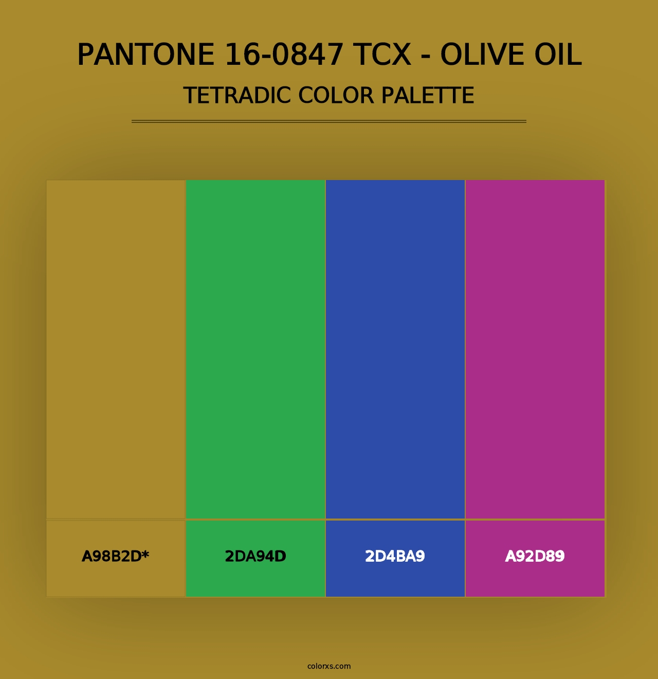 PANTONE 16-0847 TCX - Olive Oil - Tetradic Color Palette