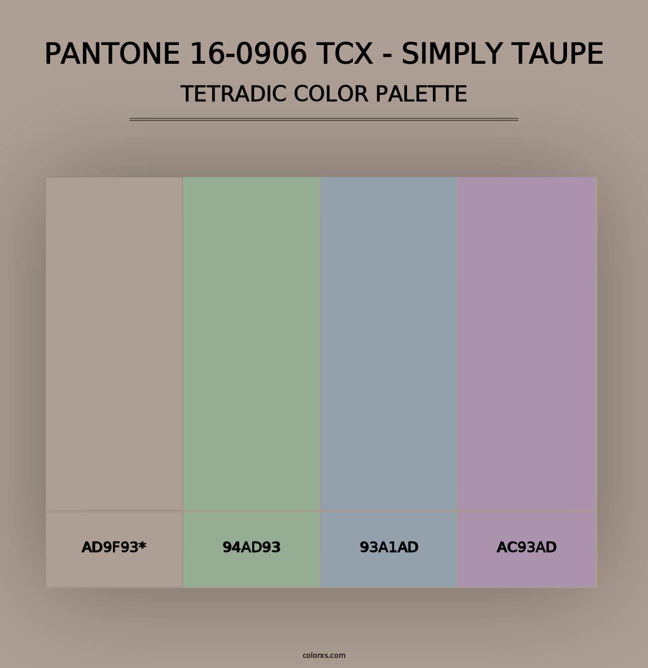 PANTONE 16-0906 TCX - Simply Taupe - Tetradic Color Palette