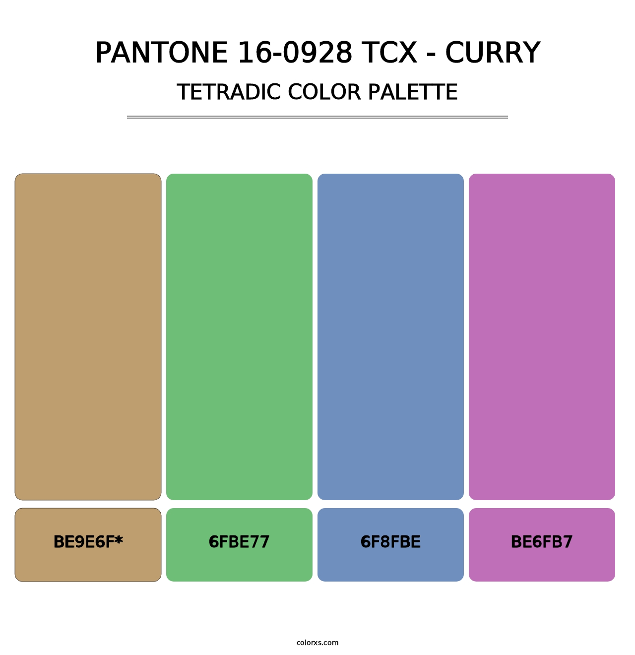 PANTONE 16-0928 TCX - Curry - Tetradic Color Palette